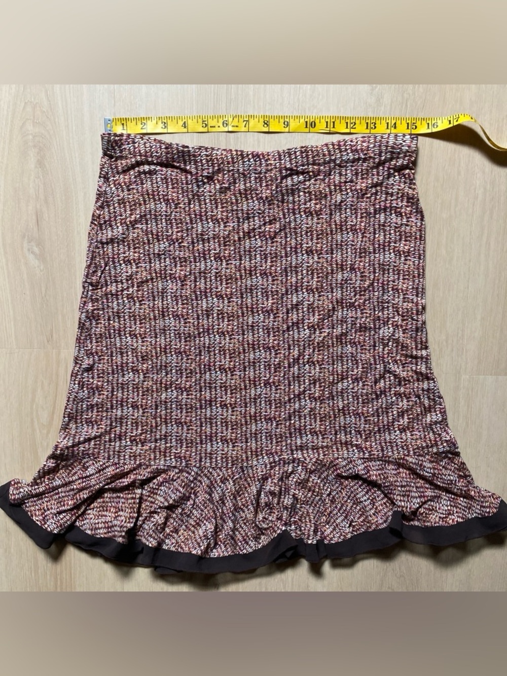 Women’s Knit Ruffle Hem Skirt - Multi Burgundy